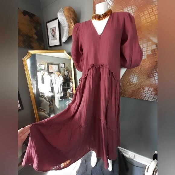 Zara Dresses & Skirts - Zara Linen Blend legant Muted Burgundy Maxi Dress
